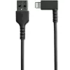 StarTech.com 1 m Robustes USB-A-auf-Lightning-Kabel – Schwarz, 90° abgewinkelt, strapazierfähig, Aramidfaser-verstärkt, USB-Typ-A-auf-Lightning Lade-/Sync-Kabel – Apple MFi-zertifiziert – iPhone