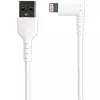 StarTech.com 1 m robustes USB-A-auf-Lightning-Kabel – Weiß 90° abgewinkelt strapazierfähig Aramidfaser USB Typ A auf Lightning Lade-/Sync-Kabel – Apple MFi-zertifiziert – iPhone