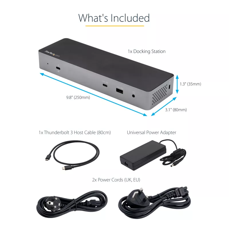 StarTech.com USB C Dockingstation für Macbook Pro/Air-M1/M2/M3/M4, Thunderbolt-kompatibel, HDMI/DisplayPort, Dual 4K 60Hz/Single 8K, USB Typ-C Laptop-Dock, 96W Power Delivery, USB 10Gbps