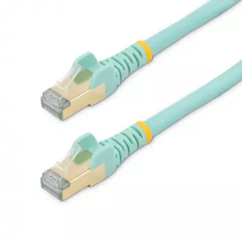 StarTech.com 5m CAT6a Ethernet-Kabel – 10 Gigabit geschirmtes rastnasenschutz-RJ45 100W PoE Patchkabel – 10GbE STP-Netzwerkkabel mit Zugentlastung – Aqua einzeln getestet/Verkabelung ist UL-zertifiziert/TIA
