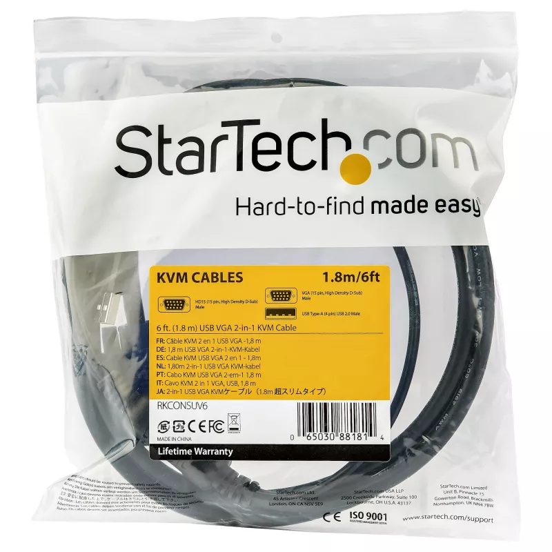 StarTech.com 1,8 m USB-KVM-Kabel für Rackmount-Konsolen