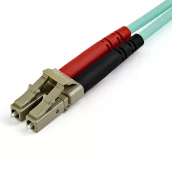 StarTech.com 15m (50ft) LC/UPC auf LC/UPC OM3 Multimode-Glasfaserkabel, Vollduplex, 50/125µm Zipcord-Faserkabel, 100G, geringe Einfügedämpfung, LSZH-Faser-Jumperkabel