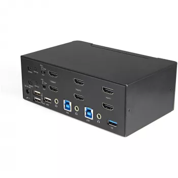 StarTech.com 2-Port Dual-Monitor HDMI KVM-Switch – 4K 60 Hz Ultra HD HDR – Desktop 4K HDMI 2.0 KVM-Switch mit 2-Port USB 3.0 Hub (5 Gbit/s) & 4x USB 2.0 HID, Audio – Hotkey-Umschaltung – TAA