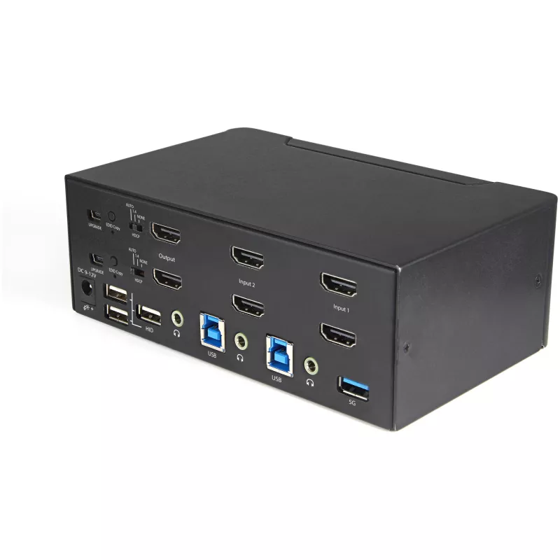 StarTech.com 2-Port Dual-Monitor HDMI KVM-Switch – 4K 60 Hz Ultra HD HDR – Desktop 4K HDMI 2.0 KVM-Switch mit 2-Port USB 3.0 Hub (5 Gbit/s) & 4x USB 2.0 HID, Audio – Hotkey-Umschaltung – TAA