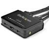 StarTech.com 2-Port HDMI KVM Switch - 4K 60Hz - Kompakter Dual-Port UHD/Ultra HD USB Desktop KVM Switch mit integrierten 1,2-m-Kabeln & Audio - Bus-gespeist & Fernumschaltung - MacBook ThinkPad