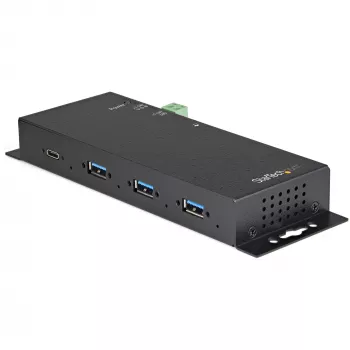 StarTech.com 4 Port USB C Hub 10Gbps – Industrieller Metall-USB-Typ-C-Hub mit 3xUSB-A und 1xUSB-C – ESD- und Überspannungsschutz – USB-C- oder USB-A-Host – selbstversorgter, montierbarer USB 3.2/3.1 Gen 2 Hub