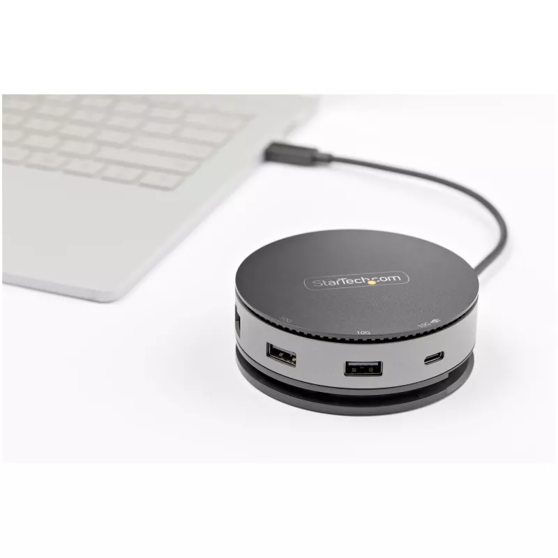 StarTech.com USB-C Multiport-Adapter - USB 3.1 Gen 2 10 Gbit/s Typ-C Mini-Dock mit 4K 60Hz HDMI/DisplayPort oder 1080p VGA - 75 W PD-Durchleitung, 3-Port USB-Hub, GbE - Mobile Dockingstation