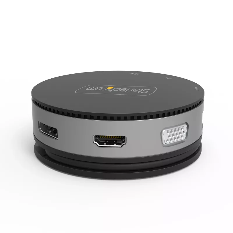 StarTech.com USB-C Multiport-Adapter - USB 3.1 Gen 2 10 Gbit/s Typ-C Mini-Dock mit 4K 60Hz HDMI/DisplayPort oder 1080p VGA - 75 W PD-Durchleitung, 3-Port USB-Hub, GbE - Mobile Dockingstation