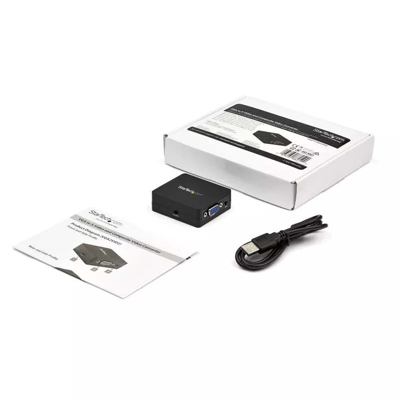 StarTech.com VGA-zu-Cinch- und S-Video-Konverter - USB-Stromversorgung, Aktiver Videokonverter, Schwarz, CE, FCC, REACH, 1920 x 1080 Pixel, 640 x 480,1920 x 1080 Pixel, 60 Hz
