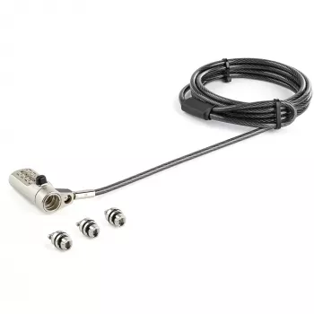 StarTech.com 6,5' (2m) 3-in-1 Universal-Laptop-Kabelschloss - 4-stelliges Zahlenschloss Laptop/Desktop Sicherheitskabelschloss kompatibel mit K-Slot, Nano- & Wedge-Slot Computer - Diebstahlschutz-Stahlkabel