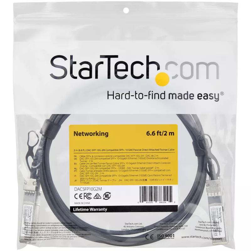 StarTech.com Dell EMC DAC-SFP-10G-2M kompatibles 2m 10G SFP+ zu SFP+ Direct Attach Kabel Twinax - 10GbE SFP+ Kupfer DAC 10 Gbps Low Power Passive Mini GBIC/Transceiver Modul DAC