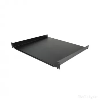 StarTech.com 1U Server-Rack-Regal - Universelles Rack-Montage-Kragarmregal für 19-Zoll-Netzwerkgeräte-Rack & -Schrank - Hochbelastbarer Stahl – Tragfähigkeit 20 kg - 16 Zoll tiefes Tablett, Schwarz