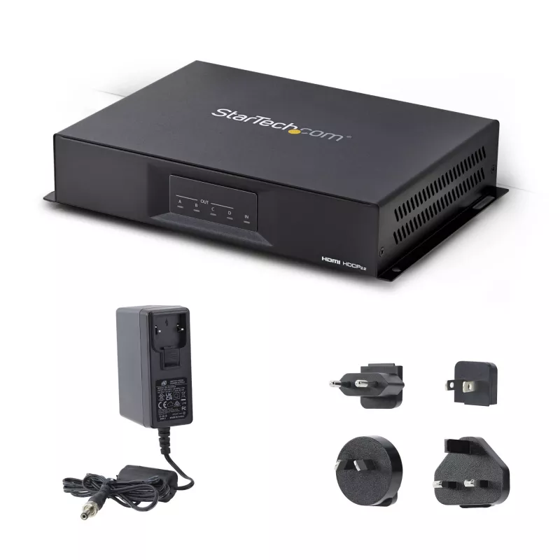 StarTech.com 2x2 HDMI Videowall-Steuergerät – 4K 60Hz HDMI 2.0 Videoeingang auf 4x 1080p Ausgang – Videowall-Prozessor für Multi-Display – Videowall-Splitter – RS232/Ethernet-Steuerung