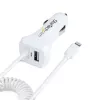 StarTech.com Lightning-Autoladegerät mit Spiralkabel, 1 m Lightning-Spiralkabel, 12 W, Weiß, 2-Port-USB-Autoladeadapter für Telefone und Tablets, Dual-USB-Auto-iPhone-Ladegerät