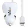 StarTech.com Lightning-Autoladegerät mit Spiralkabel, 1 m Lightning-Spiralkabel, 12 W, Weiß, 2-Port-USB-Autoladeadapter für Telefone und Tablets, Dual-USB-Auto-iPhone-Ladegerät