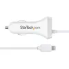StarTech.com Lightning-Autoladegerät mit Spiralkabel, 1 m Lightning-Spiralkabel, 12 W, Weiß, 2-Port-USB-Autoladeadapter für Telefone und Tablets, Dual-USB-Auto-iPhone-Ladegerät