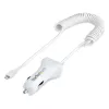 StarTech.com Lightning-Autoladegerät mit Spiralkabel, 1 m Lightning-Spiralkabel, 12 W, Weiß, 2-Port-USB-Autoladeadapter für Telefone und Tablets, Dual-USB-Auto-iPhone-Ladegerät