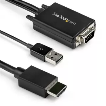 StarTech.com 2m VGA-auf-HDMI-Konverterkabel mit USB-Audio-Unterstützung und Stromversorgung – Analog-zu-Digital-Videoadapterkabel zum Anschluss eines VGA-PCs an einen HDMI-Bildschirm – 1080p Male-auf-Male-Monitorkabel
