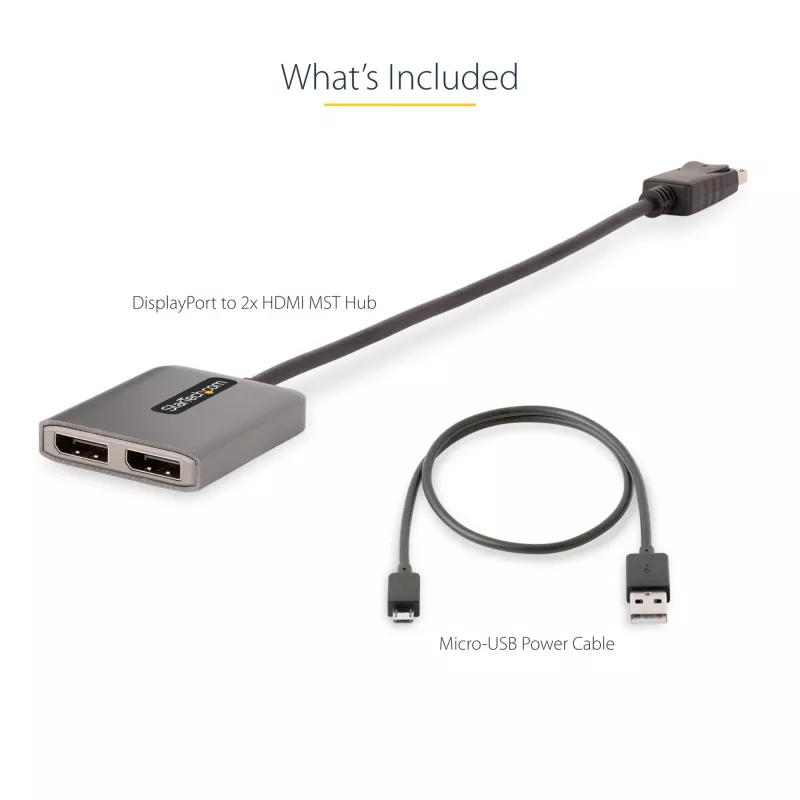StarTech.com DP auf Dual HDMI MST HUB - Dual HDMI 4K 60Hz - DisplayPort Multi-Monitor-Adapter mit 30 cm Kabel - DP 1.4 Multi Stream Transport Hub, DSC | HBR3 - DP auf HDMI Splitter