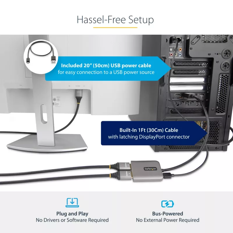 StarTech.com DP auf Dual HDMI MST HUB - Dual HDMI 4K 60Hz - DisplayPort Multi-Monitor-Adapter mit 30 cm Kabel - DP 1.4 Multi Stream Transport Hub, DSC | HBR3 - DP auf HDMI Splitter