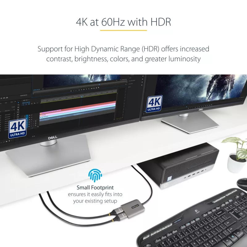 StarTech.com DP auf Dual HDMI MST HUB - Dual HDMI 4K 60Hz - DisplayPort Multi-Monitor-Adapter mit 30 cm Kabel - DP 1.4 Multi Stream Transport Hub, DSC | HBR3 - DP auf HDMI Splitter