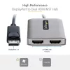 StarTech.com DP auf Dual HDMI MST HUB - Dual HDMI 4K 60Hz - DisplayPort Multi-Monitor-Adapter mit 30 cm Kabel - DP 1.4 Multi Stream Transport Hub, DSC | HBR3 - DP auf HDMI Splitter