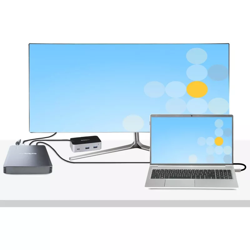 StarTech.com 4 Bay Thunderbolt 3 NVMe Gehäuse, Für M.2 NVMe SSD Laufwerke, 1x DisplayPort Video/ 2x TB3 Downstream Ports, 40 Gbit/s, 72W Netzteil, Externes Festplattengehäuse