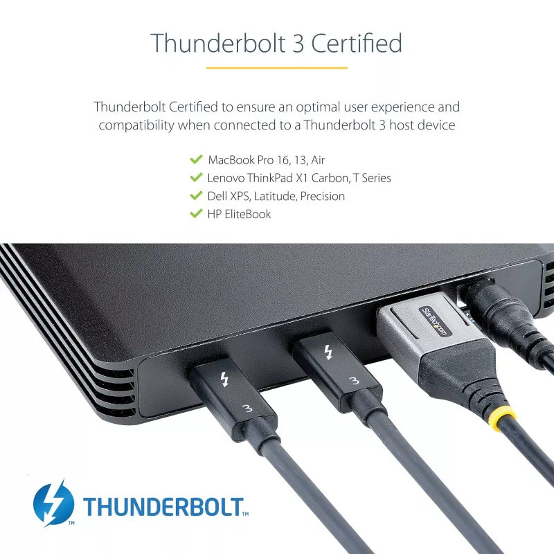 StarTech.com 4 Bay Thunderbolt 3 NVMe Gehäuse, Für M.2 NVMe SSD Laufwerke, 1x DisplayPort Video/ 2x TB3 Downstream Ports, 40 Gbit/s, 72W Netzteil, Externes Festplattengehäuse