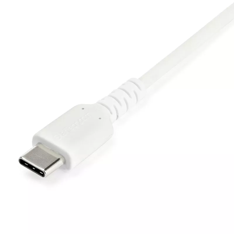 StarTech.com 2m USB-A auf USB-C Ladekabel – Robustes Schnelllade- und Sync-USB-2.0-auf-USB-Typ-C-Datenkabel – Strapazierfähiger TPE-Mantel Aramidfaser M/M 3A Weiß – Samsung S10, iPad Pro, Pixel