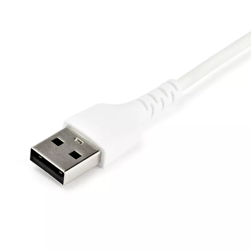 StarTech.com 2m USB-A auf USB-C Ladekabel – Robustes Schnelllade- und Sync-USB-2.0-auf-USB-Typ-C-Datenkabel – Strapazierfähiger TPE-Mantel Aramidfaser M/M 3A Weiß – Samsung S10, iPad Pro, Pixel