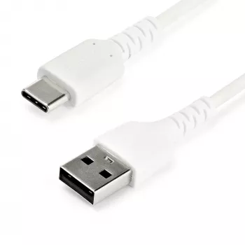 StarTech.com 1m USB-A auf USB-C Ladekabel – Robustes Schnelllade- & Sync-Kabel USB 2.0 auf USB Typ C – Widerstandsfähiger TPE-Mantel mit Aramidfaser M/M 3A Weiß – Samsung S10, iPad Pro, Pixel