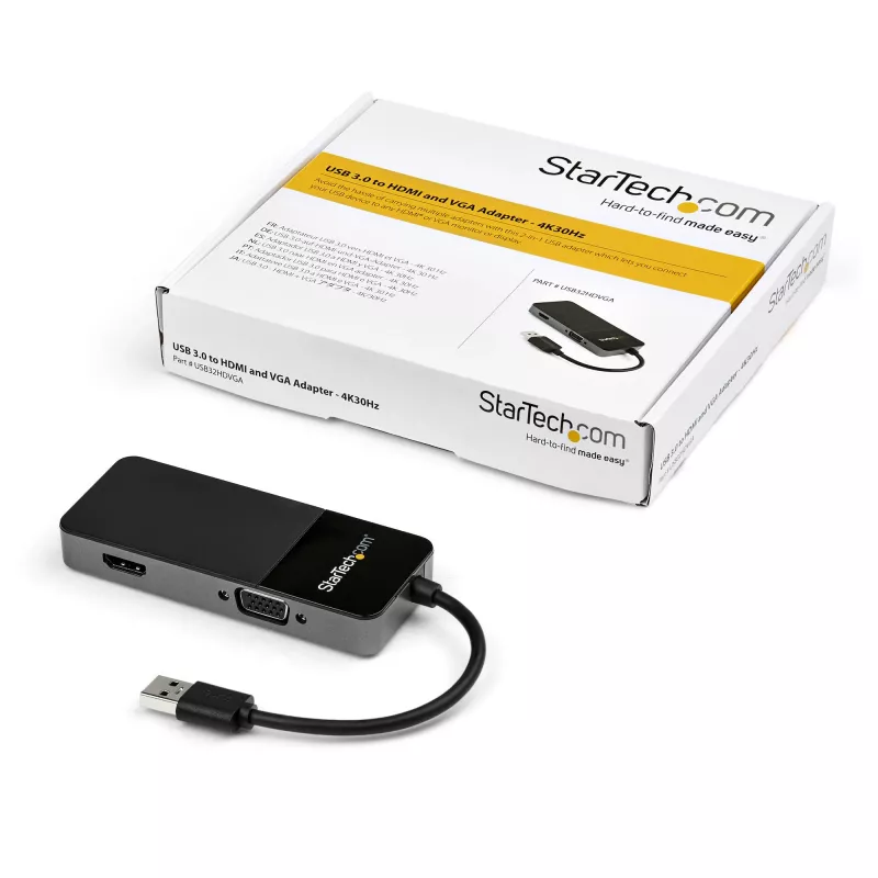 StarTech.com USB 3.0 auf HDMI und VGA Adapter - 4K/1080p USB Typ-A Dual Monitor Multiport Adapter Konverter - Externe Video-Grafikkarte für mehrere Bildschirme - Multi-Display USB-Adapter