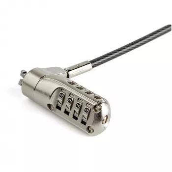 StarTech.com 2m Laptop-Kabelschloss - Nano-Slot-kompatibles 4-stelliges Kombinations-Sicherheitskabelschloss - Serialisiertes diebstahlsicheres vinylbeschichtetes Stahlkabelschloss für Nano-Slot-Computer/Gerät