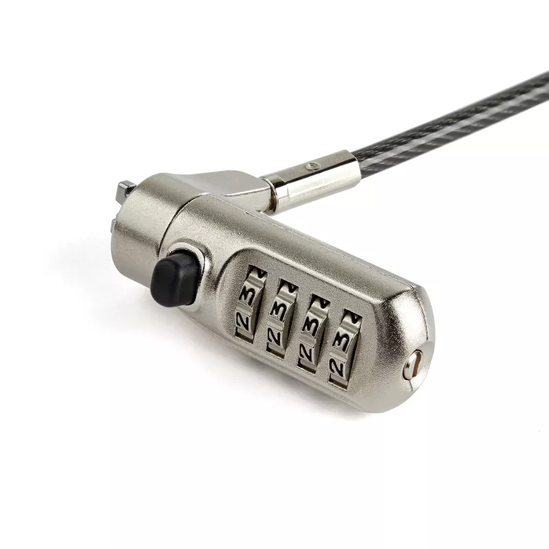 StarTech.com 2m Laptop-Kabelschloss - Nano-Slot-kompatibles 4-stelliges Kombinations-Sicherheitskabelschloss - Serialisiertes diebstahlsicheres vinylbeschichtetes Stahlkabelschloss für Nano-Slot-Computer/Gerät