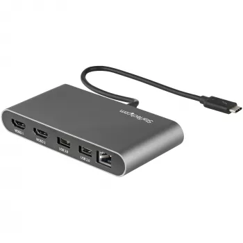 StarTech.com Dual-Monitor Thunderbolt Mini Dock, 4K 60Hz HDMI, treiberloser Hub für Windows & Mac, Gigabit Ethernet, 1 x USB 5Gbps & 1x USB 2.0, 28 cm Kabel