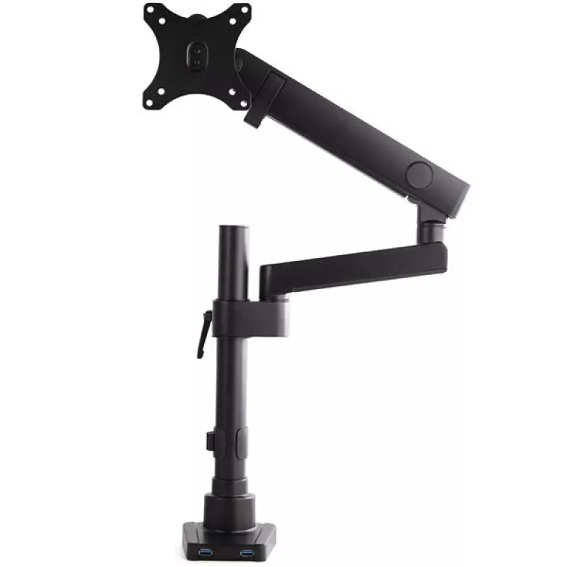 StarTech.com Schreibtischhalterung Monitorarm mit 2x USB 3.0 Anschlüssen, vollbewegliche Einzelmonitorhalterung, bis zu 34 Zoll (17,6 lb/8 kg) VESA-Display, Klemm-/Tüllenmontage, mechanische Feder