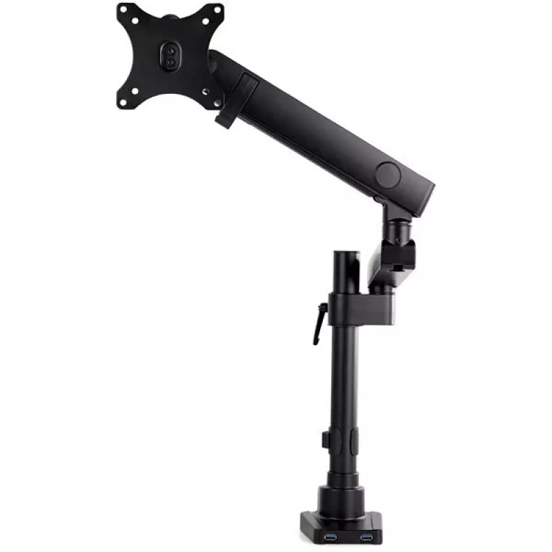 StarTech.com Schreibtischhalterung Monitorarm mit 2x USB 3.0 Anschlüssen, vollbewegliche Einzelmonitorhalterung, bis zu 34 Zoll (17,6 lb/8 kg) VESA-Display, Klemm-/Tüllenmontage, mechanische Feder