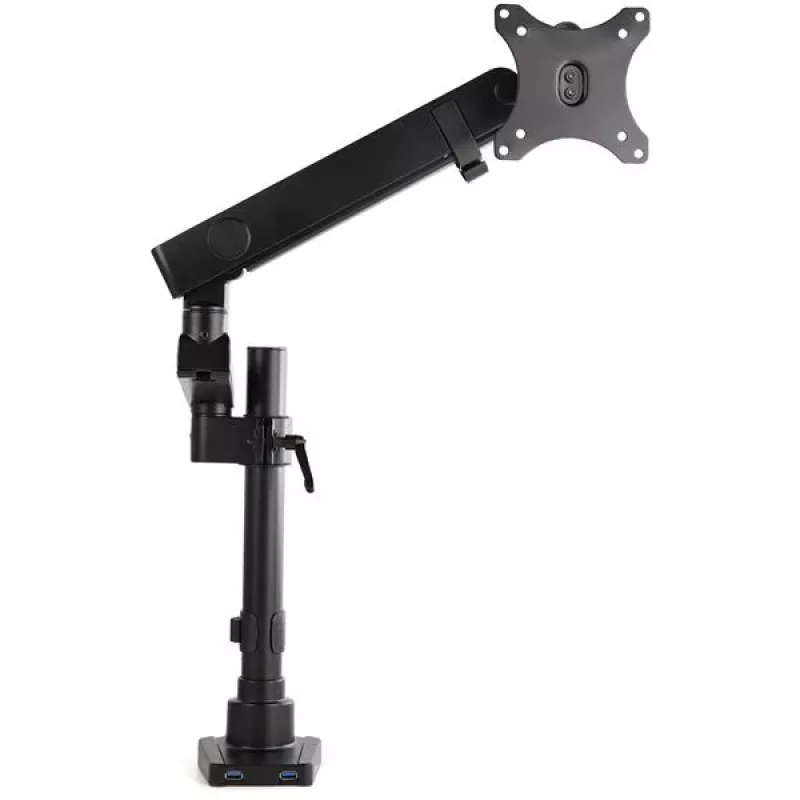 StarTech.com Schreibtischhalterung Monitorarm mit 2x USB 3.0 Anschlüssen, vollbewegliche Einzelmonitorhalterung, bis zu 34 Zoll (17,6 lb/8 kg) VESA-Display, Klemm-/Tüllenmontage, mechanische Feder