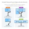 StarTech.com Schreibtisch-Monitorarm mit 2x USB 3.0 Anschlüssen, schlank Full Motion Single Monitorhalterung, bis zu 34 Zoll (8 kg) VESA-Display, Klemm-/Tüllenmontage, mechanische Feder
