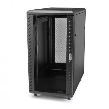 StarTech.com 4-Post 32U Server-Rack-Schrank, abschließbarer 19-Zoll-Daten-Rack-Schrank für Computer-/AV-/IT-Equipment, Büro-/Heimnetzwerk-Rack mit Rollen und verstellbaren Montageschienen