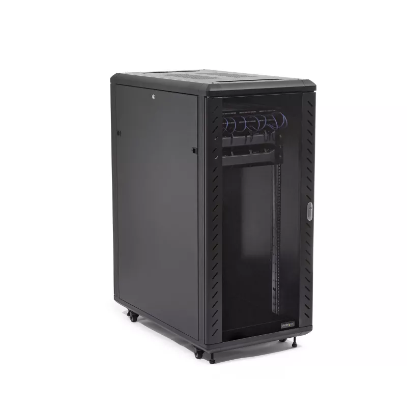 StarTech.com 4-Post 32U Server-Rack-Schrank, abschließbarer 19-Zoll-Daten-Rack-Schrank für Computer-/AV-/IT-Equipment, Büro-/Heimnetzwerk-Rack mit Rollen und verstellbaren Montageschienen