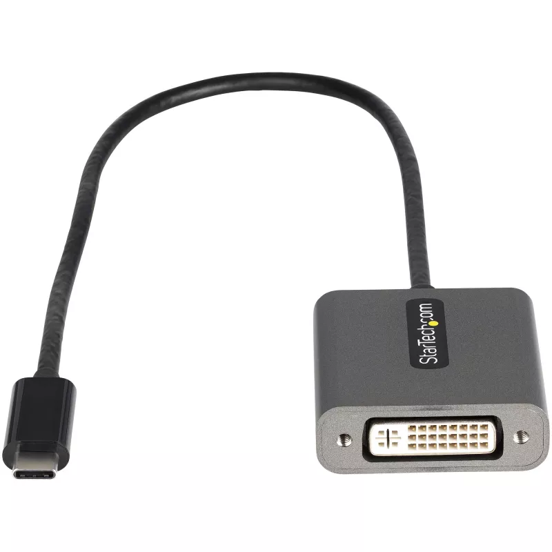 StarTech.com USB-C-auf-DVI-Adapter – 1920x1200p USB-C-auf-DVI-D-Adapter-Dongle – USB-Typ-C-auf-DVI-Display/Monitor – Videokonverter – Thunderbolt 3 kompatibel – 12 Zoll langes fest angebrachtes Kabel – Aktualisierte Version von CDP2DVI