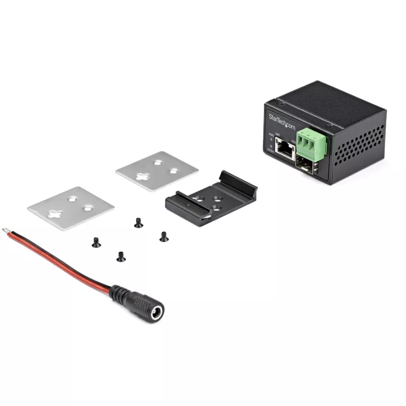 StarTech.com PoE+ Industrieller Glasfaser-zu-Ethernet-Medienkonverter 30W - SFP auf RJ45 - Singlemode/Multimode Glasfaser auf Kupfer Gigabit Ethernet - Mini/kompakte Größe - IP-30/ -40 bis +75°C
