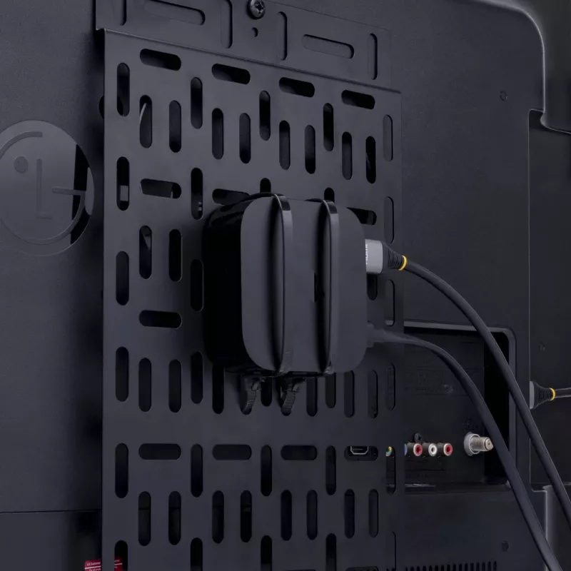 StarTech.com universelle TV-Zubehörhalterung – verstellbare TV- und Wandhalterung – Mediaplayer/Router/Modem/AV-Switches und Extender/Apple TV – versteckte Kabelbox-Halterung hinter dem TV – 5 kg