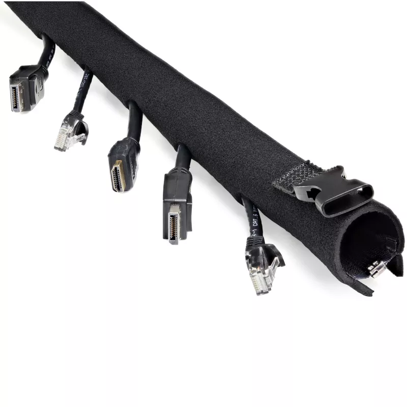 StarTech.com 40 Zoll (1m) Neopren-Kabelmanagementhülle mit Reißverschluss & Schnalle – 1,2 Zoll (3cm) Durchmesser – Computer/PC Strom-/Netzwerk-/AV-Kabelabdeckung/-Manager – flexible Kabelorganizer-Hülle – Schwarz