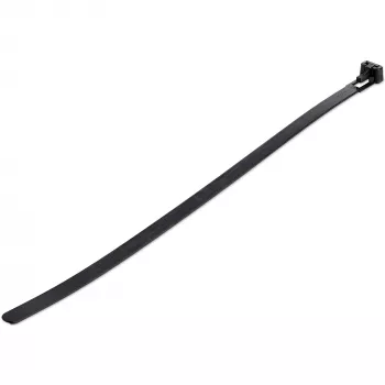 StarTech.com 10 Zoll (25cm) Wiederverwendbare Kabelbinder - 1/4 Zoll (7mm) breit, 2-1/2 Zoll (65mm) Bündeldurchmesser, 50lb (22kg) Zugfestigkeit, Lösbare Nylon-Kabelbinder, Innen-/Außenbereich, 94V-2/UL Gelistet, 100er Pack - Schwarz