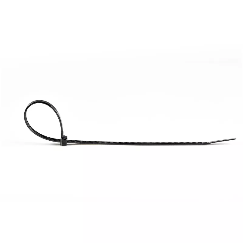 StarTech.com 25-cm-Kabelbinder – 4 mm breit, 68 mm Bündeldurchmesser, 22 kg Zugfestigkeit, selbstverriegelnde Nylon-Kabelbinder mit gebogener Spitze – 94V-2/UL-gelistet, 100er-Pack – Schwarz