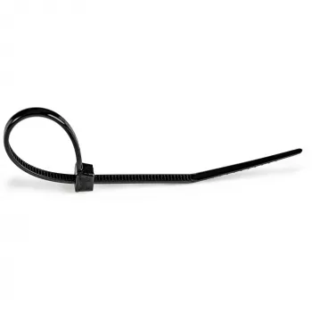 StarTech.com 4 Zoll (10cm) Kabelbinder – 1/16 Zoll (2mm) breit, 7/8 Zoll (22mm) Bündeldurchmesser, 18lb (8kg) Zugfestigkeit, selbstverriegelnde Nylon-Kabelbinder mit gebogener Spitze – 94V-2/UL gelistet, 100er-Pack – Schwarz