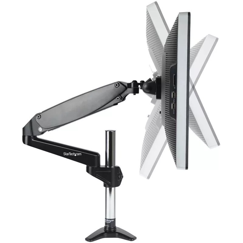 StarTech.com Schreibtisch-Monitorhalterung für einzelnes VESA-Display bis 32 Zoll oder 49 Zoll Ultrawide 8kg – voll bewegliche Gelenk- und Höhenverstellung – C-Klemme, Tischdurchführung – Einzelmonitorarm