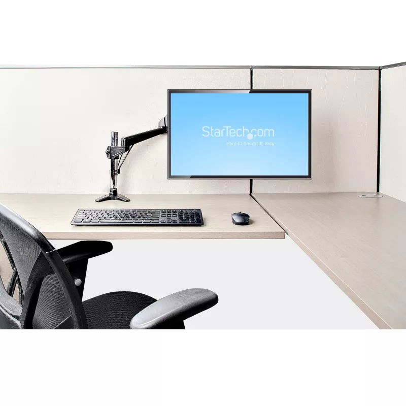 StarTech.com Schreibtisch-Monitorhalterung für einzelnes VESA-Display bis 32 Zoll oder 49 Zoll Ultrawide 8kg – voll bewegliche Gelenk- und Höhenverstellung – C-Klemme, Tischdurchführung – Einzelmonitorarm
